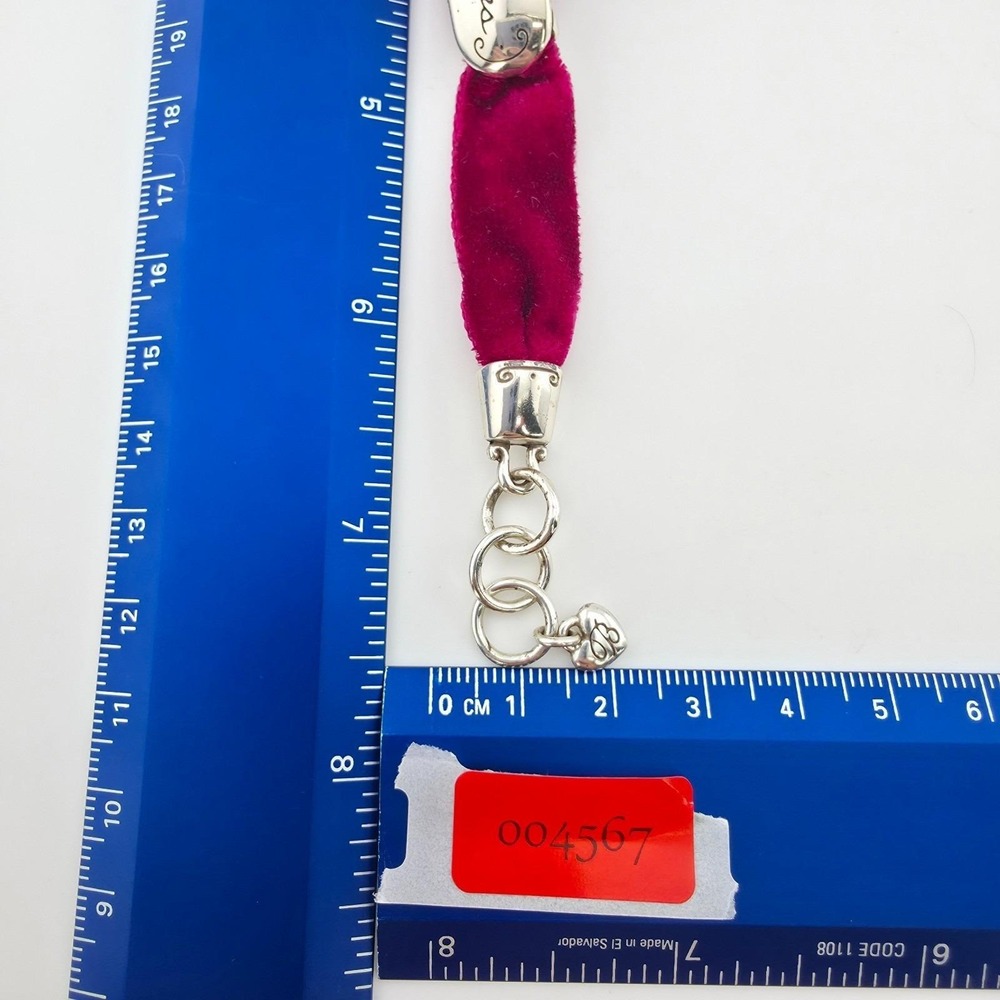 BRIGHTON 'Believe in Miracles' ID Bracelet Velvet Band Etched Silver Plate 7.5" - Picture 14 of 14